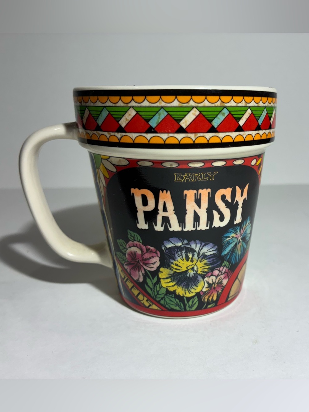 Vintage Giftcraft Early Pansy Floral Coffee Mug Stanley Papel Thailand